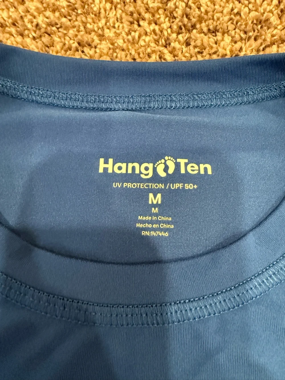 Hang Ten Royal Blue Long Sleeve Rash Guard with Chest Graphic